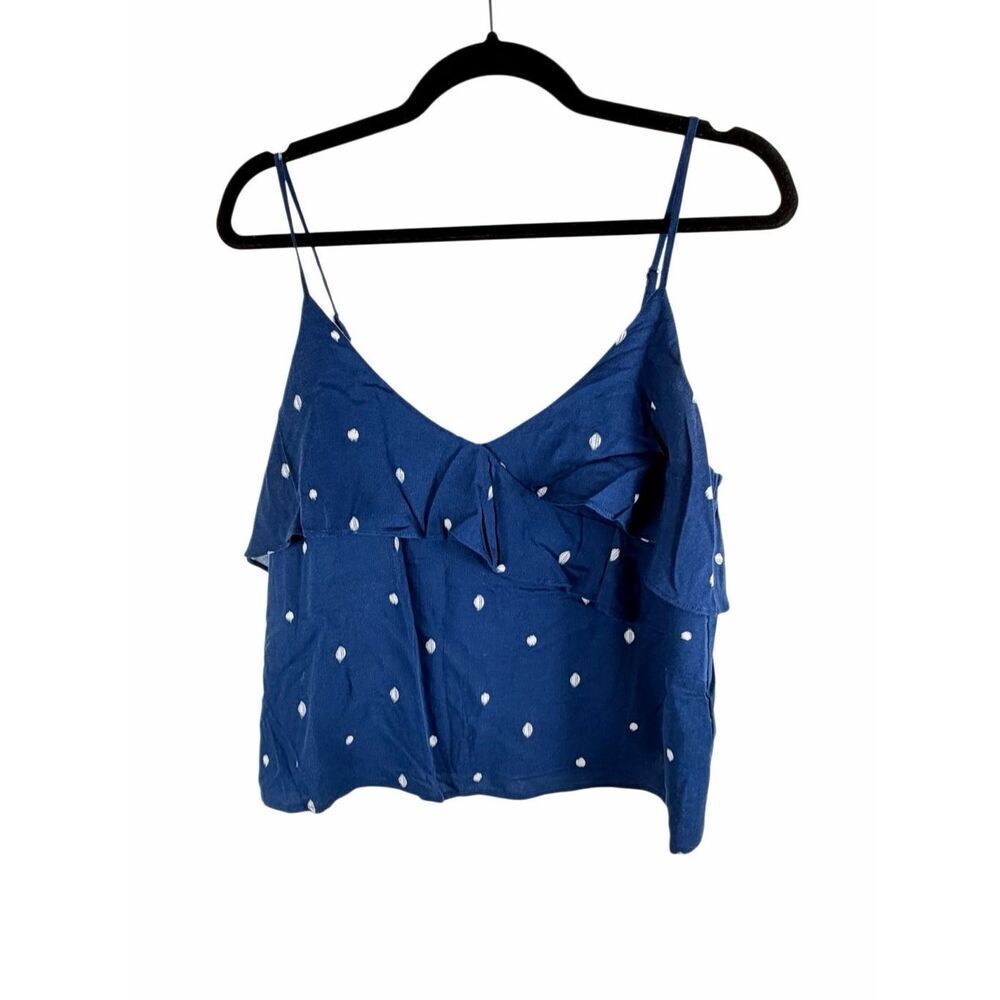 Cupcakes and Cashmere blue polka dot tank top- size m